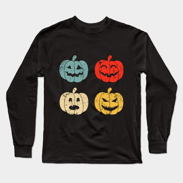 Vintage JackoLantern Carvings Long Sleeve T-Shirt by Great Bratton Apparel